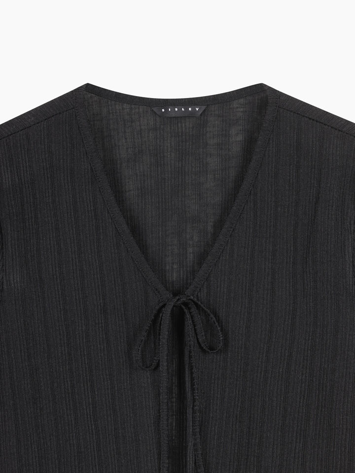 Cardigan nero con laccetti - null - Nero | Sisley K image number 3